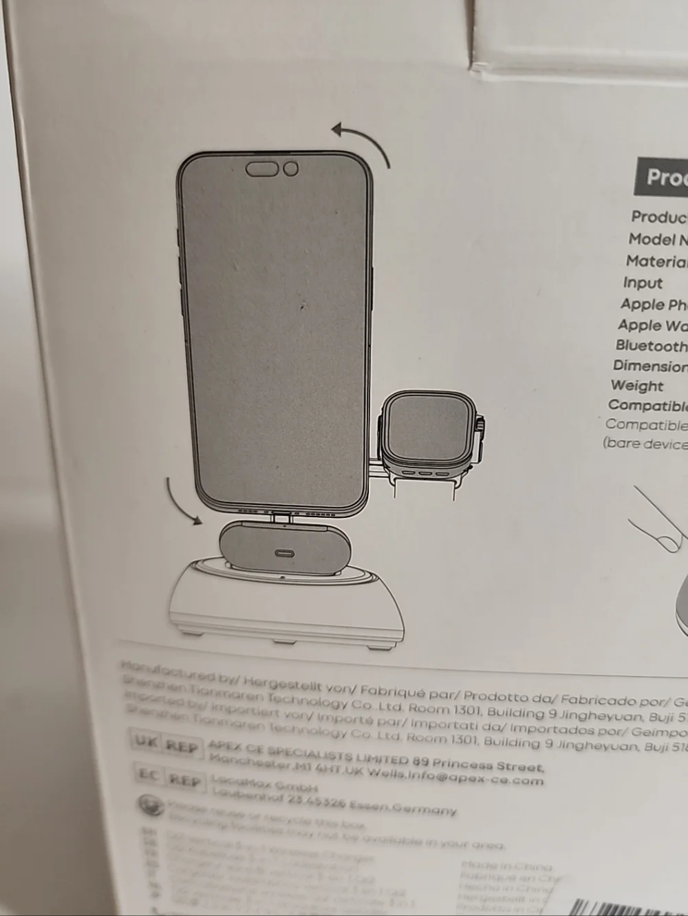 Qi2 Vertical 3-in-1 Wireless Charger - White/Rainbow Base